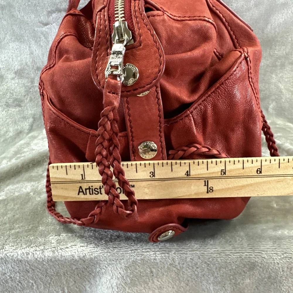 Andrew Marc Hobo Bag Purse Red Leather Distressed Rebel Sydney